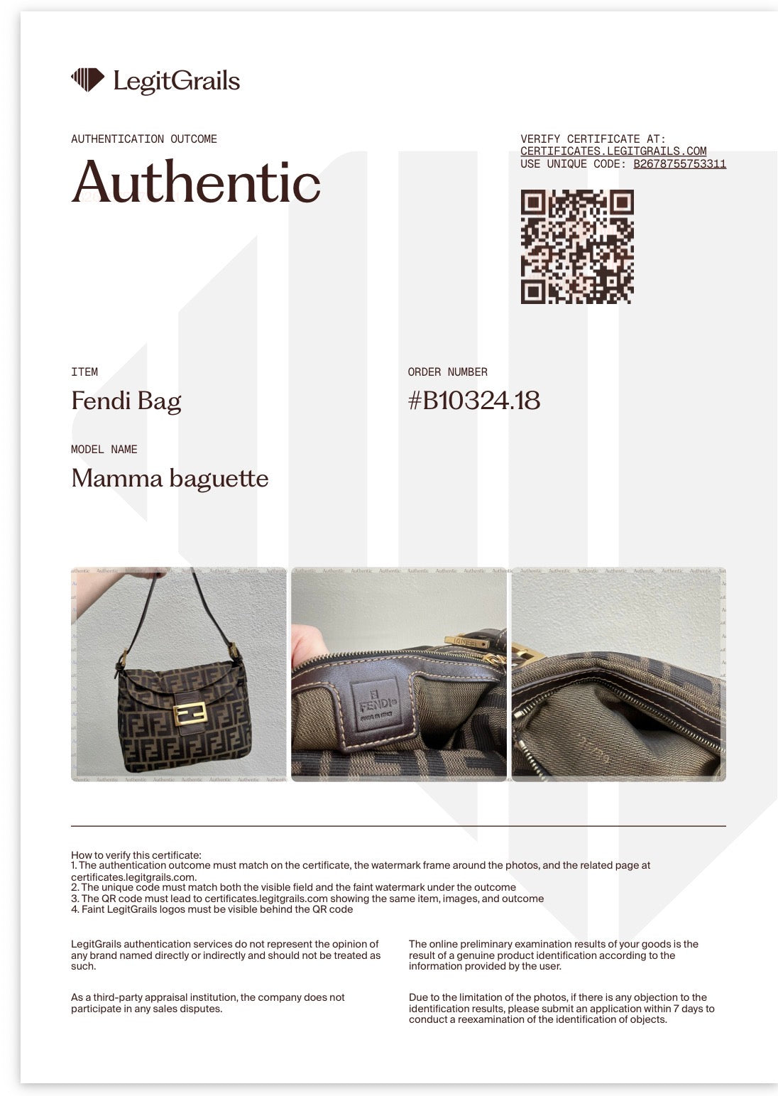 Pre-loved Fendi Zucca Double Flap Baguette Shoulder Bag