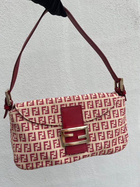 Pre-loved Fendi Vintage Zucchino Pattern Baguette Handbag