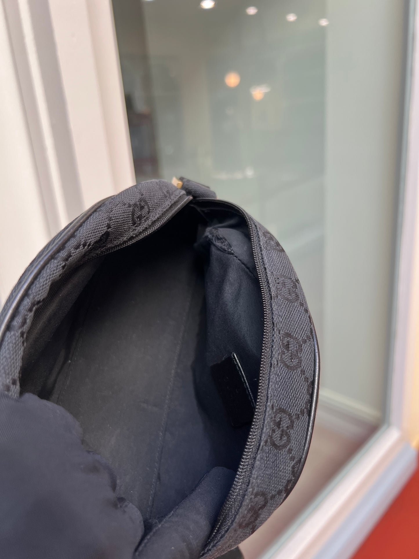 Pre-loved Gucci GG Monogram Half Moon Pochette Shoulder Bag Black