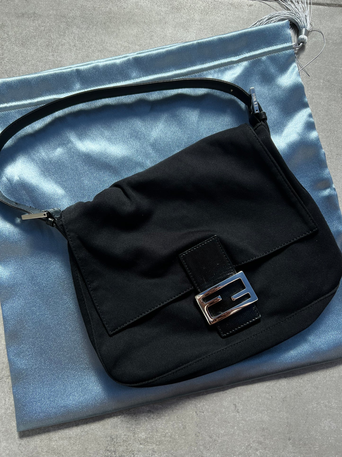 Pre-loved Fendi Mamma Baguette Handbag Black Nylon