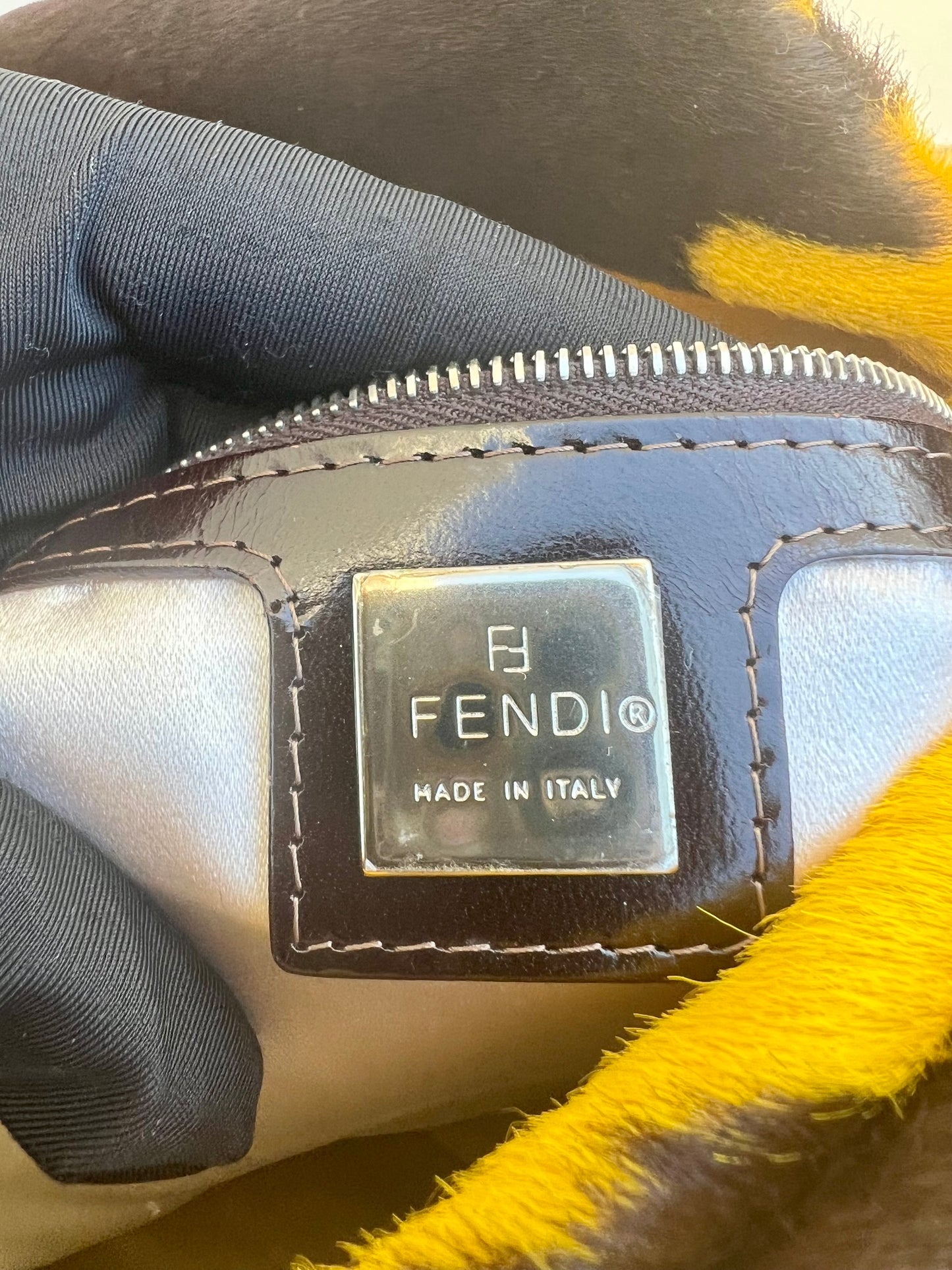 Pre-loved Fendi Ponyhair Cow Priny Mamma Baguette Handbag