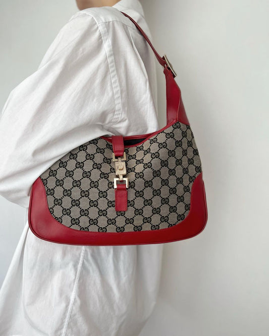 Pre-loved Gucci GG Canvas and Leather Jackie Hobo
