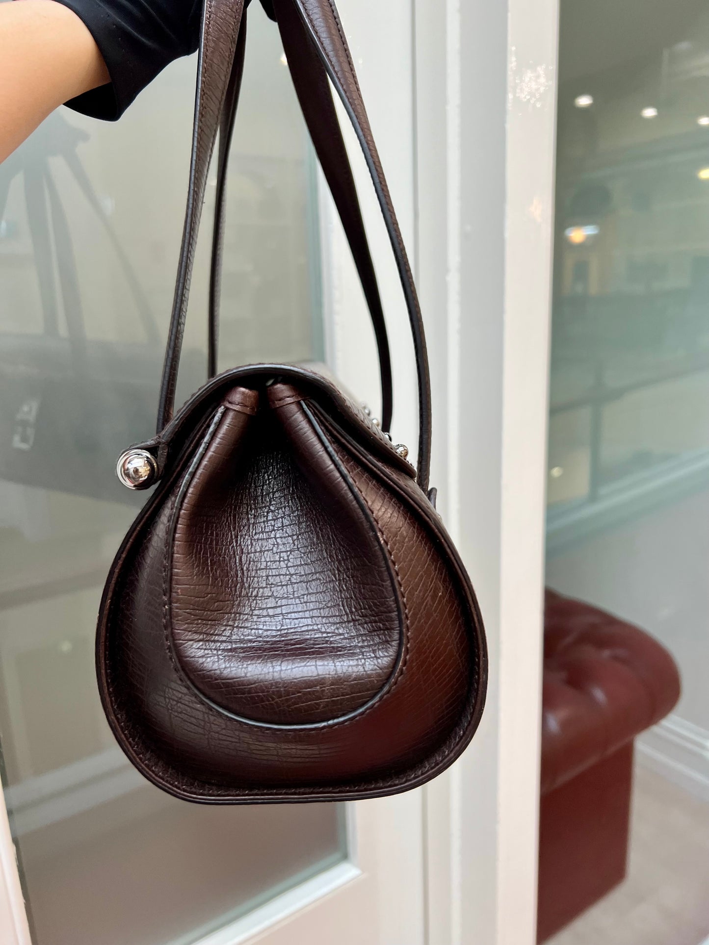 Pre-loved Gucci by Tom Ford Brown Bullet Bag Bamboo Lock Flap S/S 2003