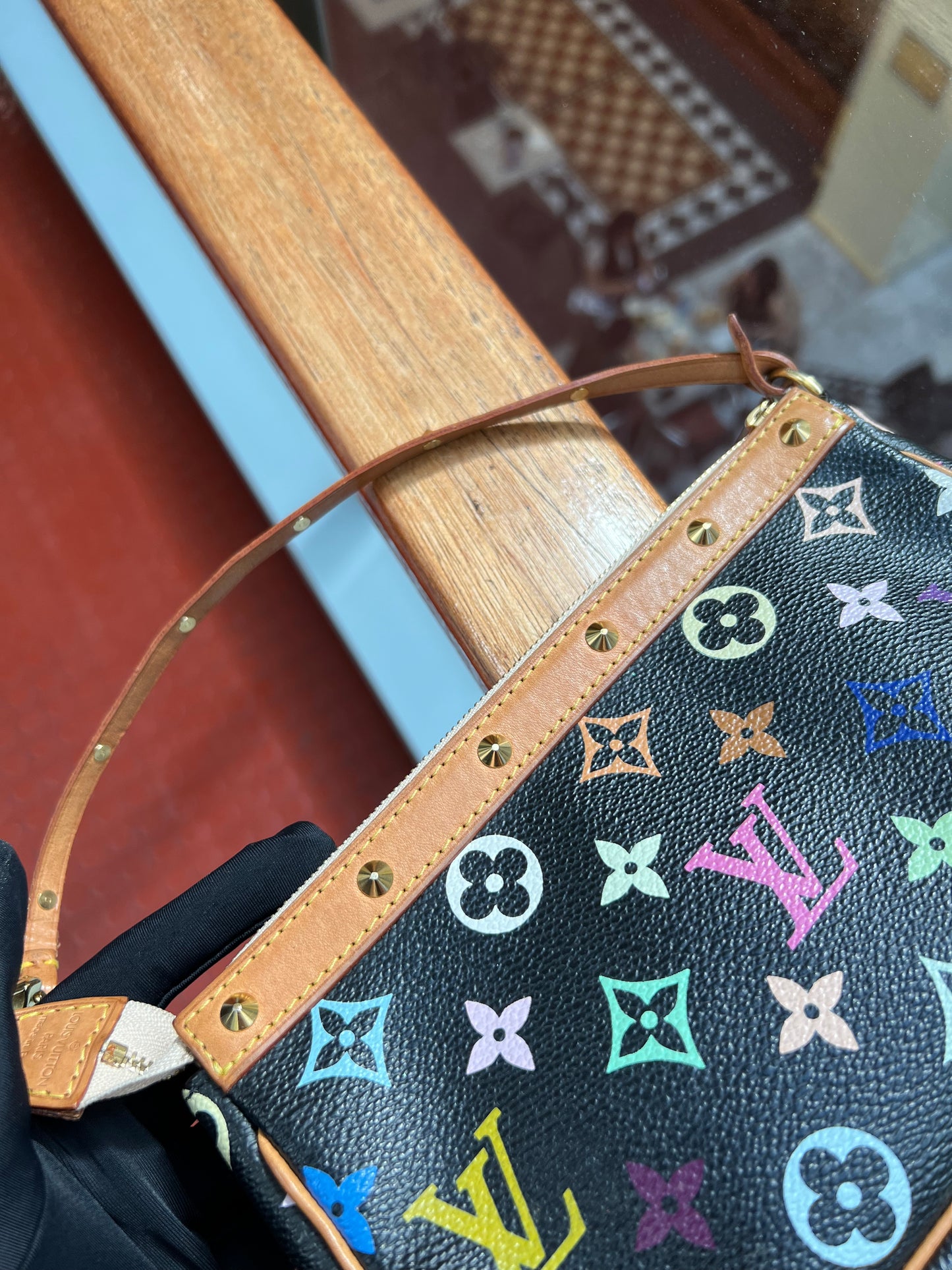 Pre-loved Louis Vuitton Vintage Pochette Accessoire Leather Handbag In Takashi Murakami Multicolour Monogram