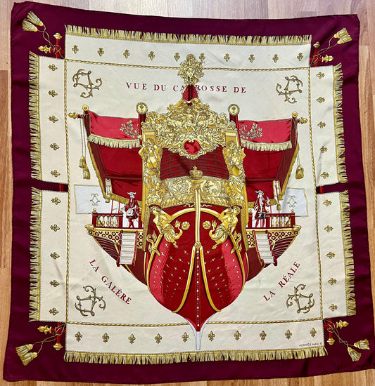 Pre-loved Hermès Vintage Silk Scarf LA REALE - VUE DU CARROSSE DE LA GALÈRE