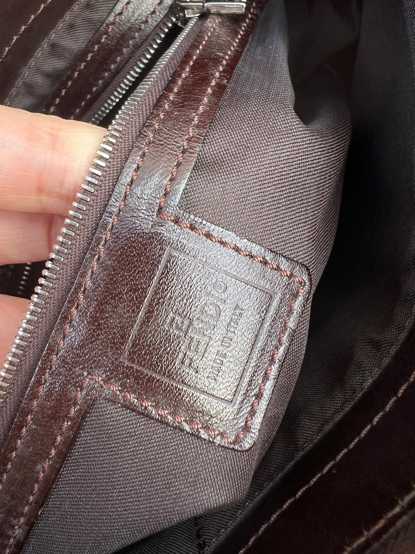 Pre-loved Fendi Zucca FF Mamma Forever Baguette Flap