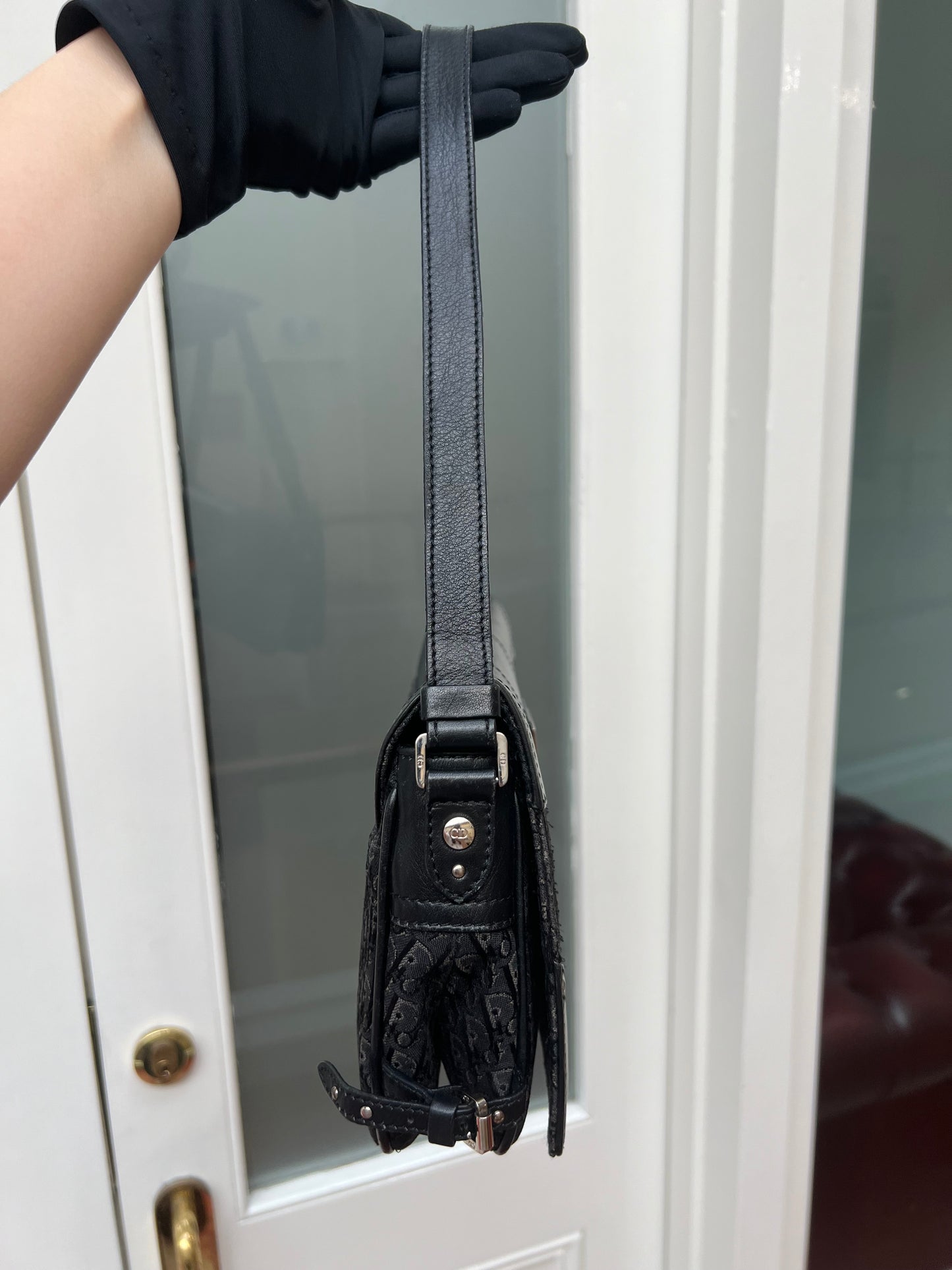 Pre-loved Christian Dior by John Galliano tan trotter Oblique Shoulder Bag 2003