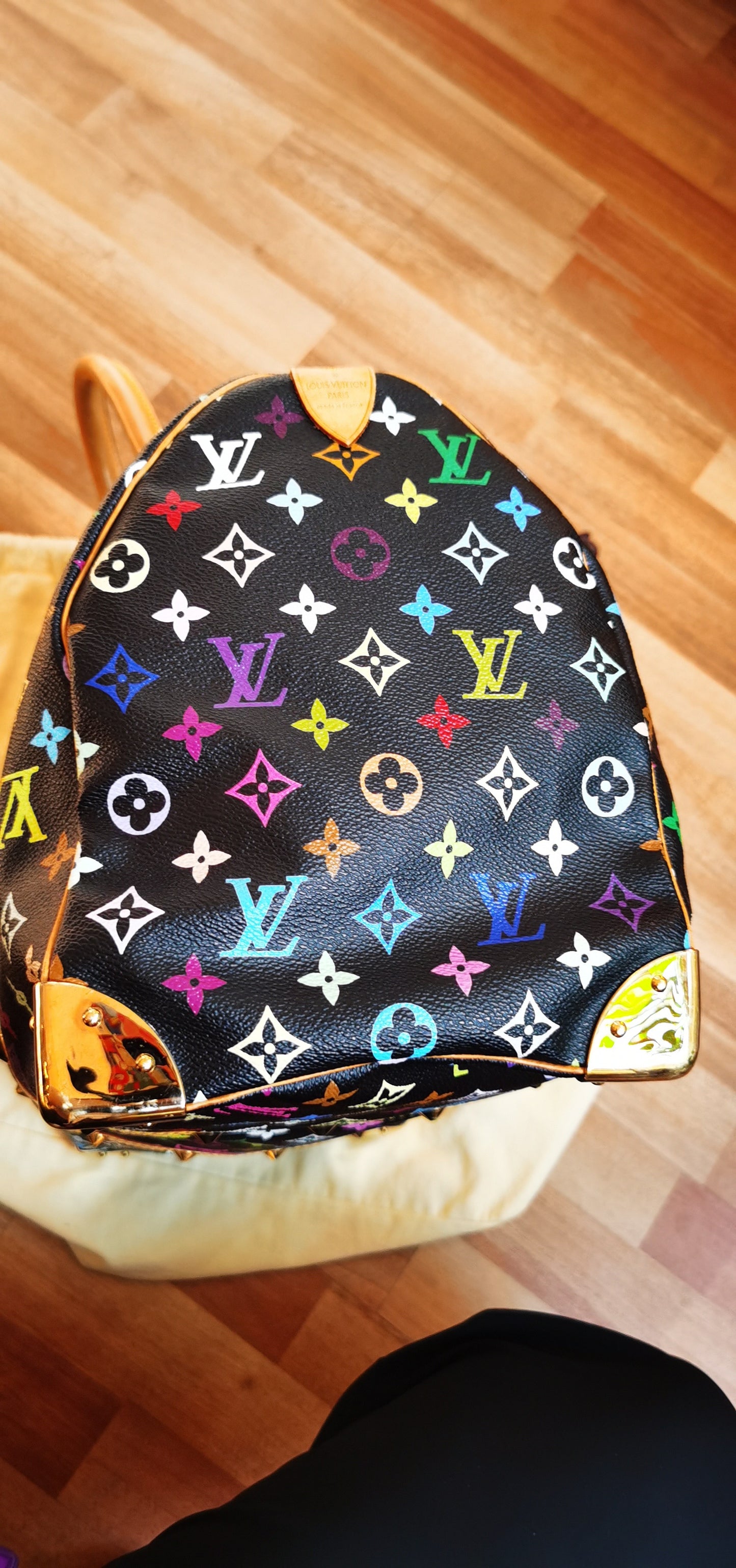 Pre-loved Louis Vuitton 2003 Black Monogram Multicolor keepall 45 Handbag Travelbag