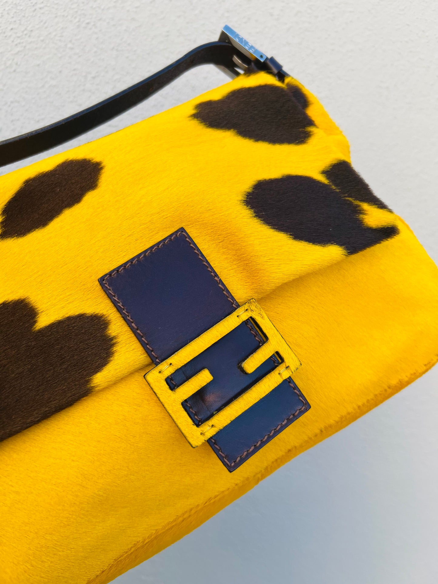 Pre-loved Fendi Ponyhair Cow Priny Mamma Baguette Handbag