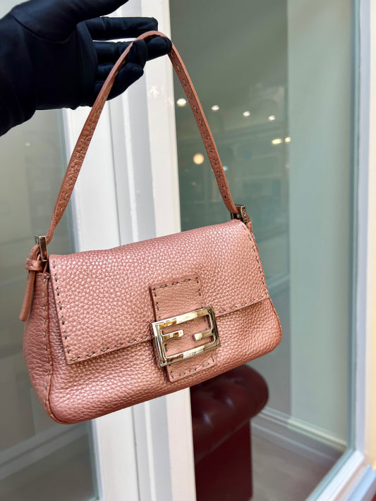 Pre-loved Fendi Selleria Pattern Leather Handbag Pink