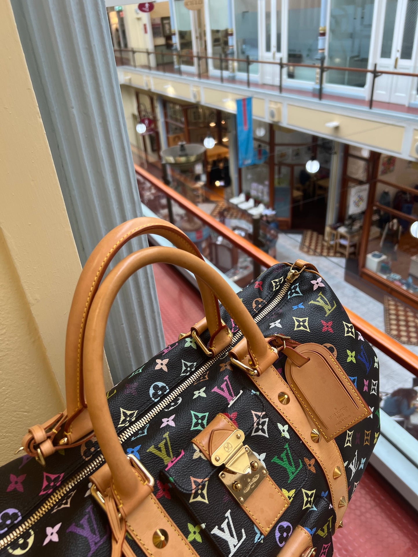 Pre-loved Louis Vuitton 2003 Black Monogram Multicolor keepall 45 Handbag Travelbag