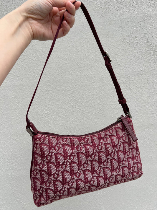 Pre-loved Christian Dior vintage Trotter Shoulder Bag Berry