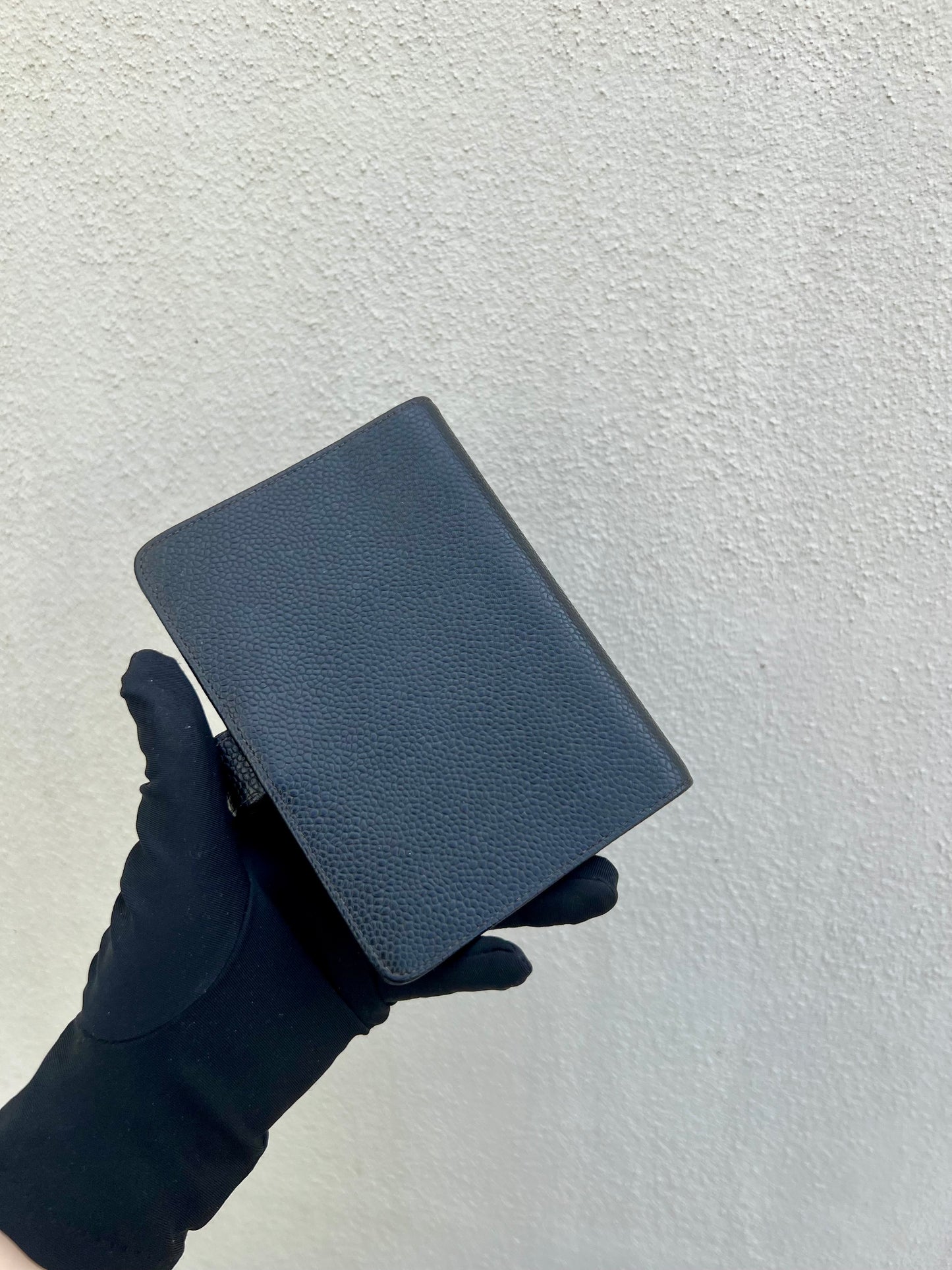 Pre- loved Chanel pocket book Cover Black Caviar Leather Notebook Cover