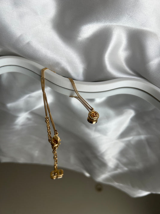 Pre-loved Christian Dior Vintage CD Pendant Crystal-embellished Necklace