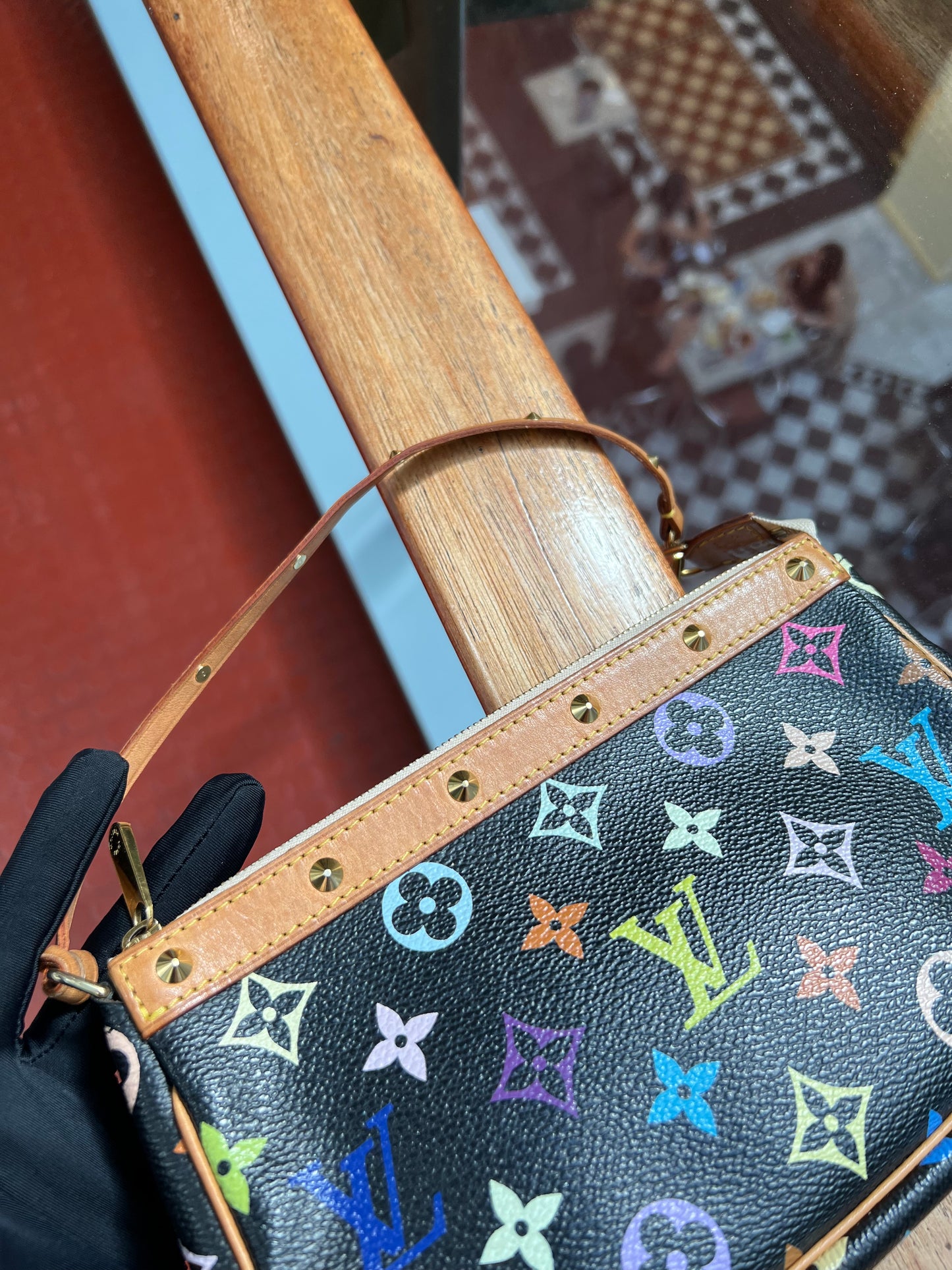 Pre-loved Louis Vuitton Vintage Pochette Accessoire Leather Handbag In Takashi Murakami Multicolour Monogram