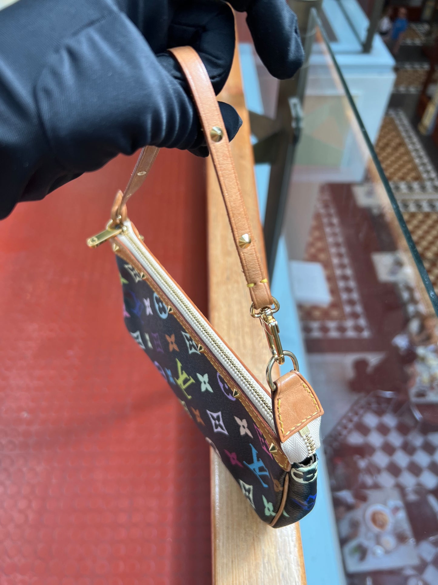 Pre-loved Louis Vuitton Vintage Pochette Accessoire Leather Handbag In Takashi Murakami Multicolour Monogram