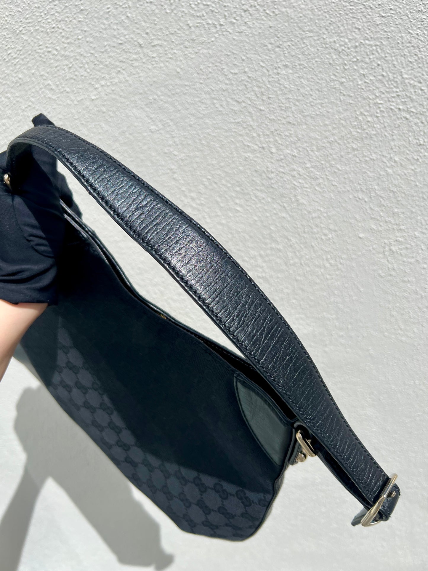 Pre-loved Gucci Horsebit Hasler Hobo Shoulder bag Black