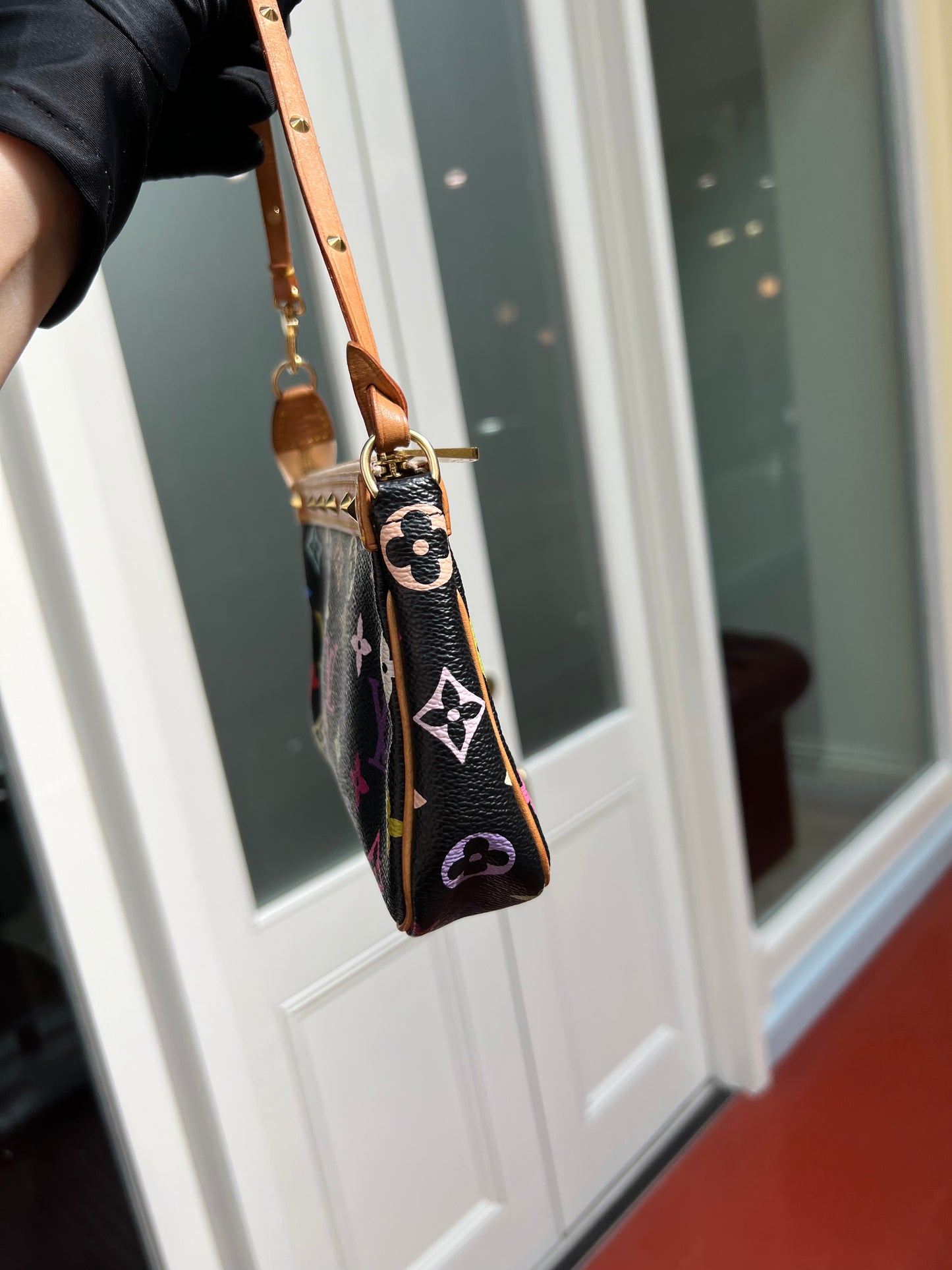 Pre-loved Louis Vuitton Vintage Pochette Accessoire Leather Handbag In Takashi Murakami Multicolour Monogram