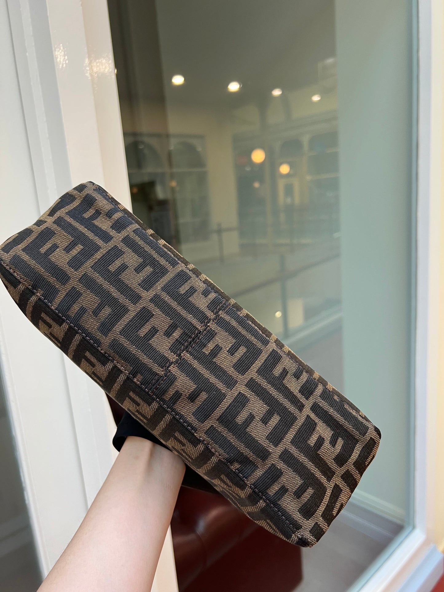 Pre-loved Fendi Zucca FF Mamma Forever Baguette Flap