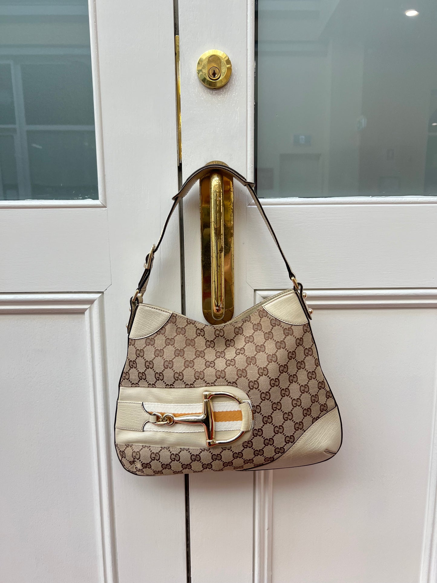 Pre-loved Gucci Hobo Horsebit Monogramm GG Shoulder bag