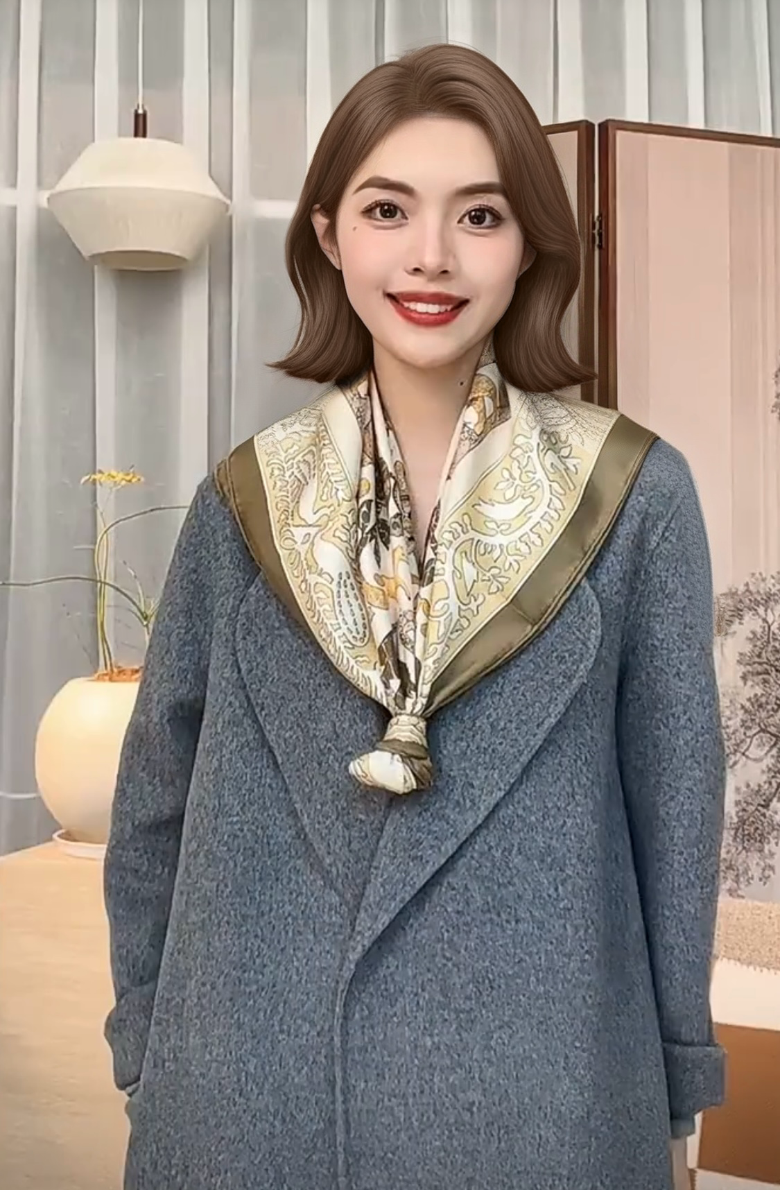 Pre-loved Hermès Vintage Silk Scarf "Early America" Silk Scarf, depicting George and Martha Washington