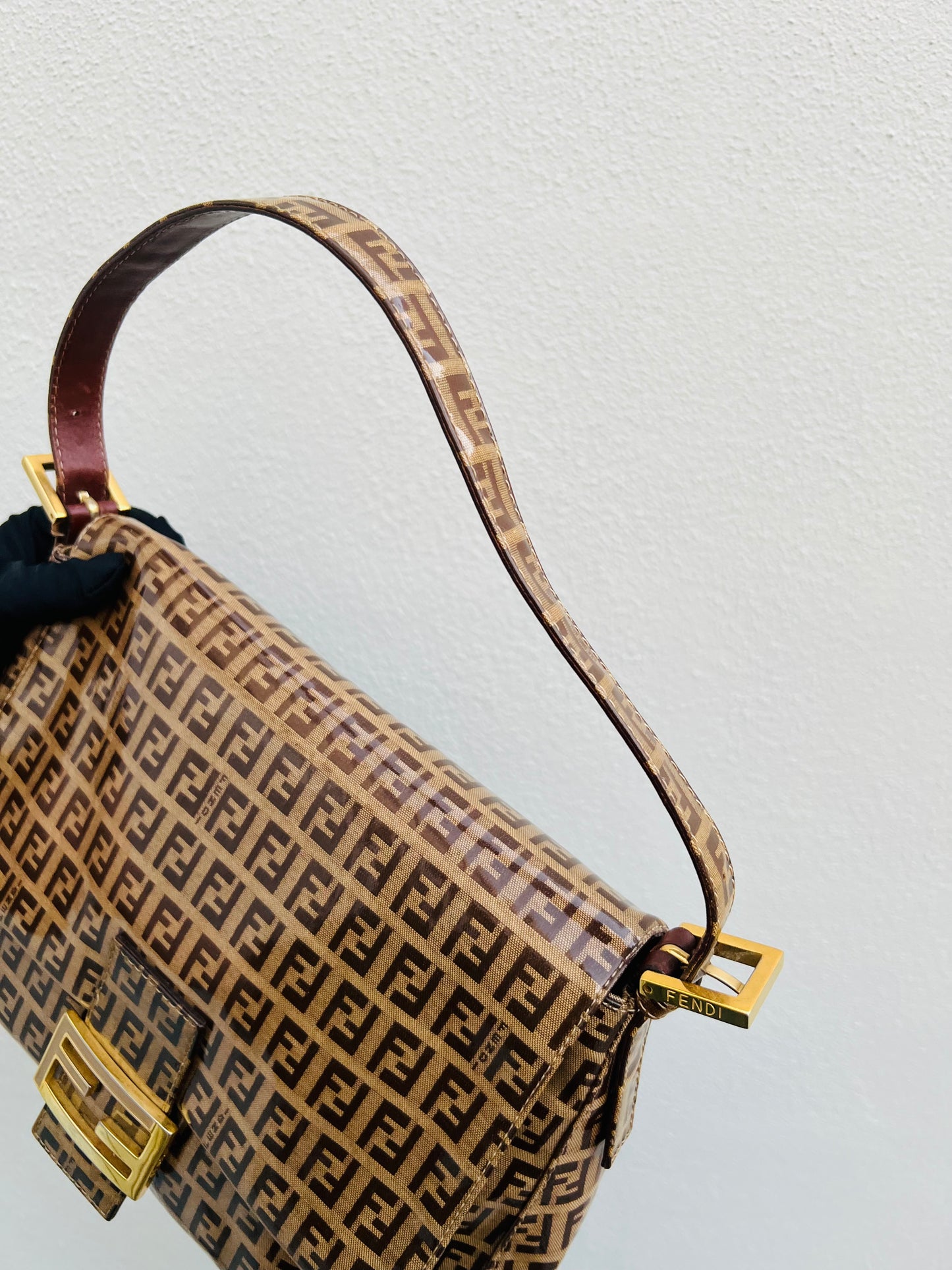 Pre-loved Fendi Vintage Crystal Zucchino Mamma Baguette Handbag