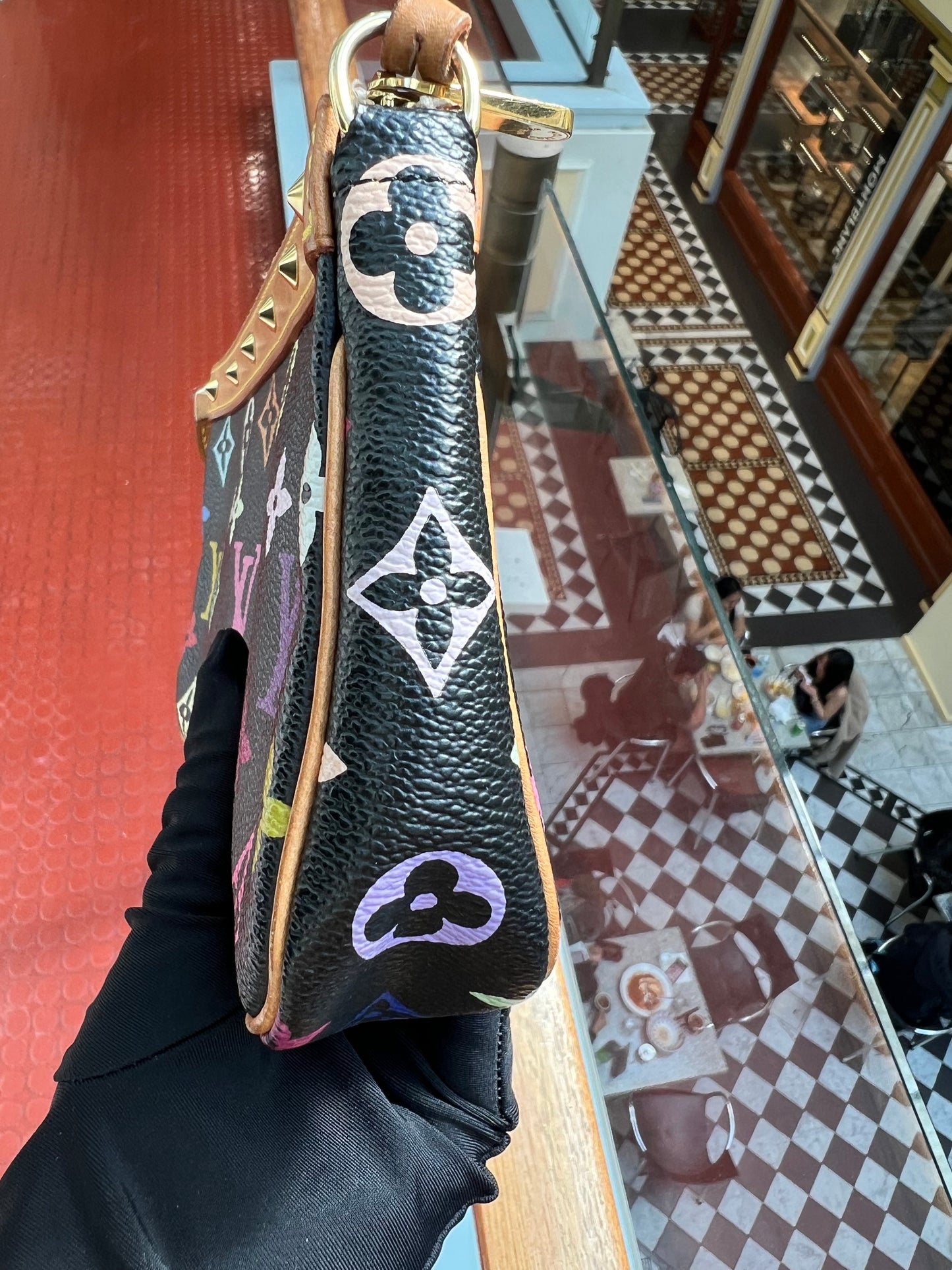 Pre-loved Louis Vuitton Vintage Pochette Accessoire Leather Handbag In Takashi Murakami Multicolour Monogram