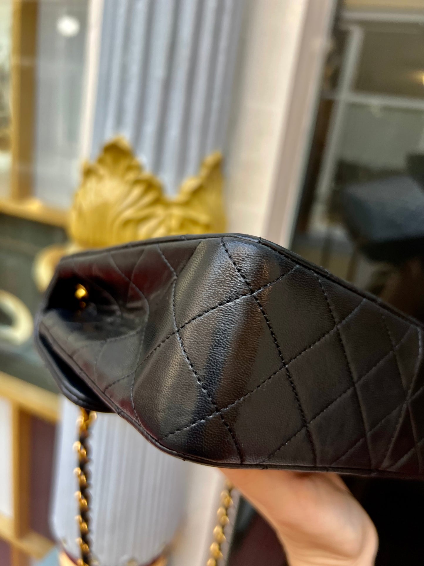 Pre-loved Chanel Vintage Mini Classic Flat 20cm Lambskin Shoulder Bag 90s