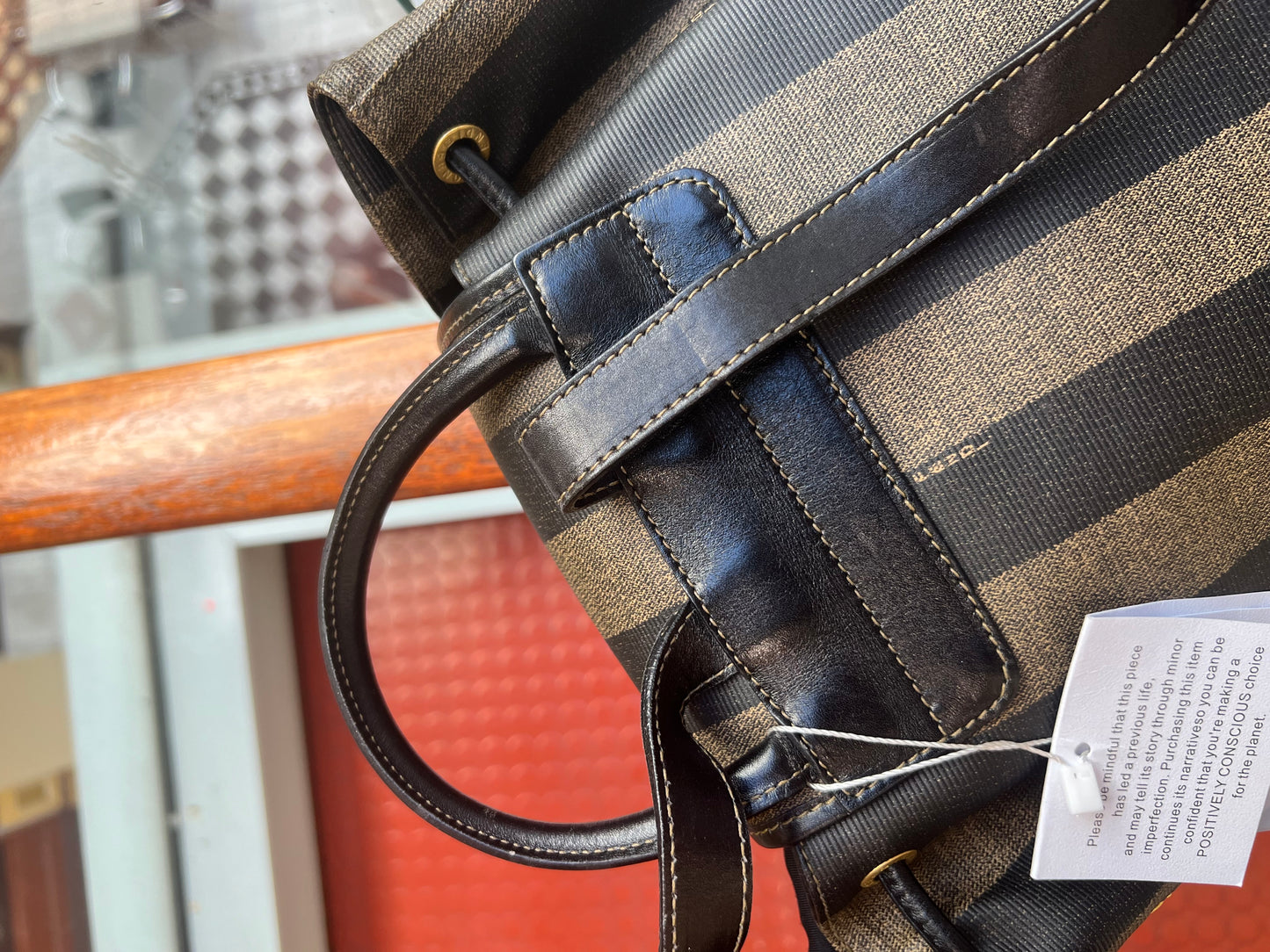 Pre-loved Fendi Vintage Backpack in Brown Pequin Striped