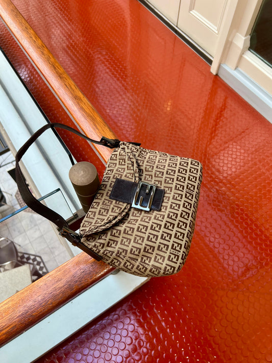 Pre-loved Fendi
20th Century Zucchino Canvas Double Flap Mamma Shoulder Bag