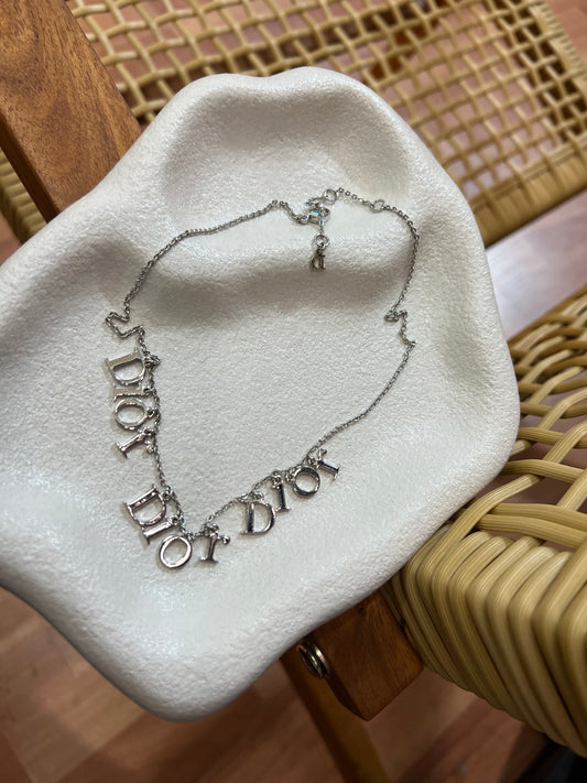 Pre-love Dior Vintage Triple Logo Letter Charms Necklace Choker
