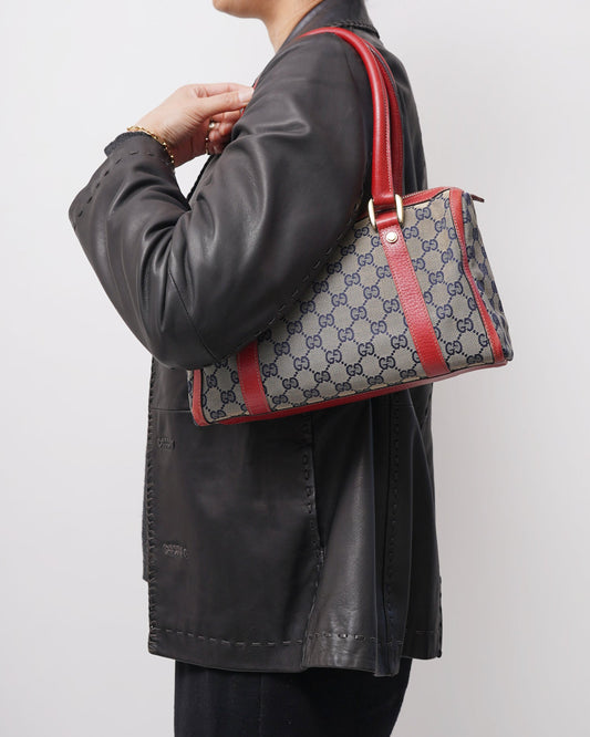 Pre-loved GG Canvas Abbey Boston Bag Red