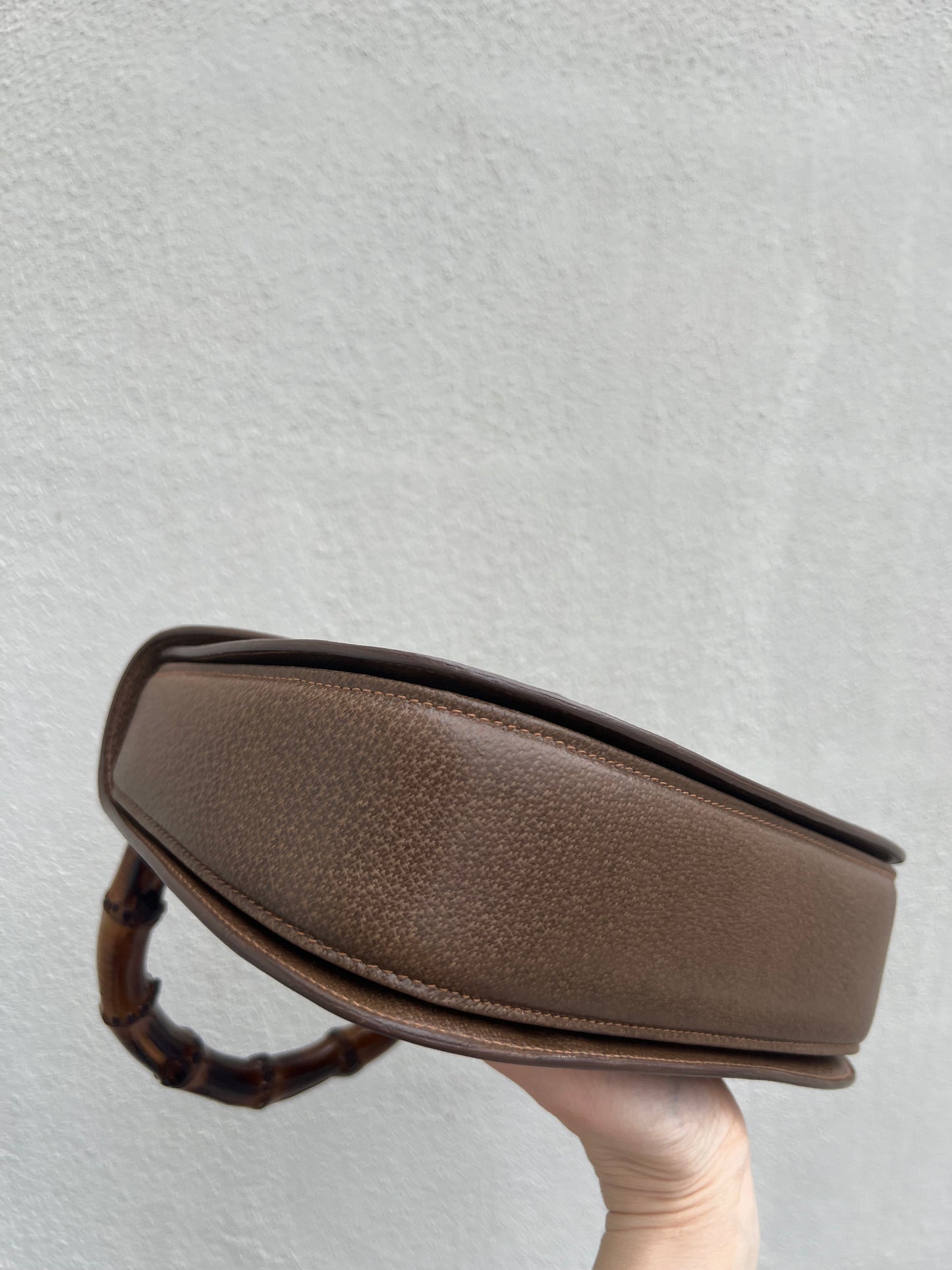 Pre-loved Old Gucci Brown Leather Bamboo 1947 Top Handle Bag