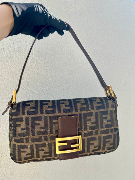 Pre-loved Fendi Vintage Zucca Baguette Handbag