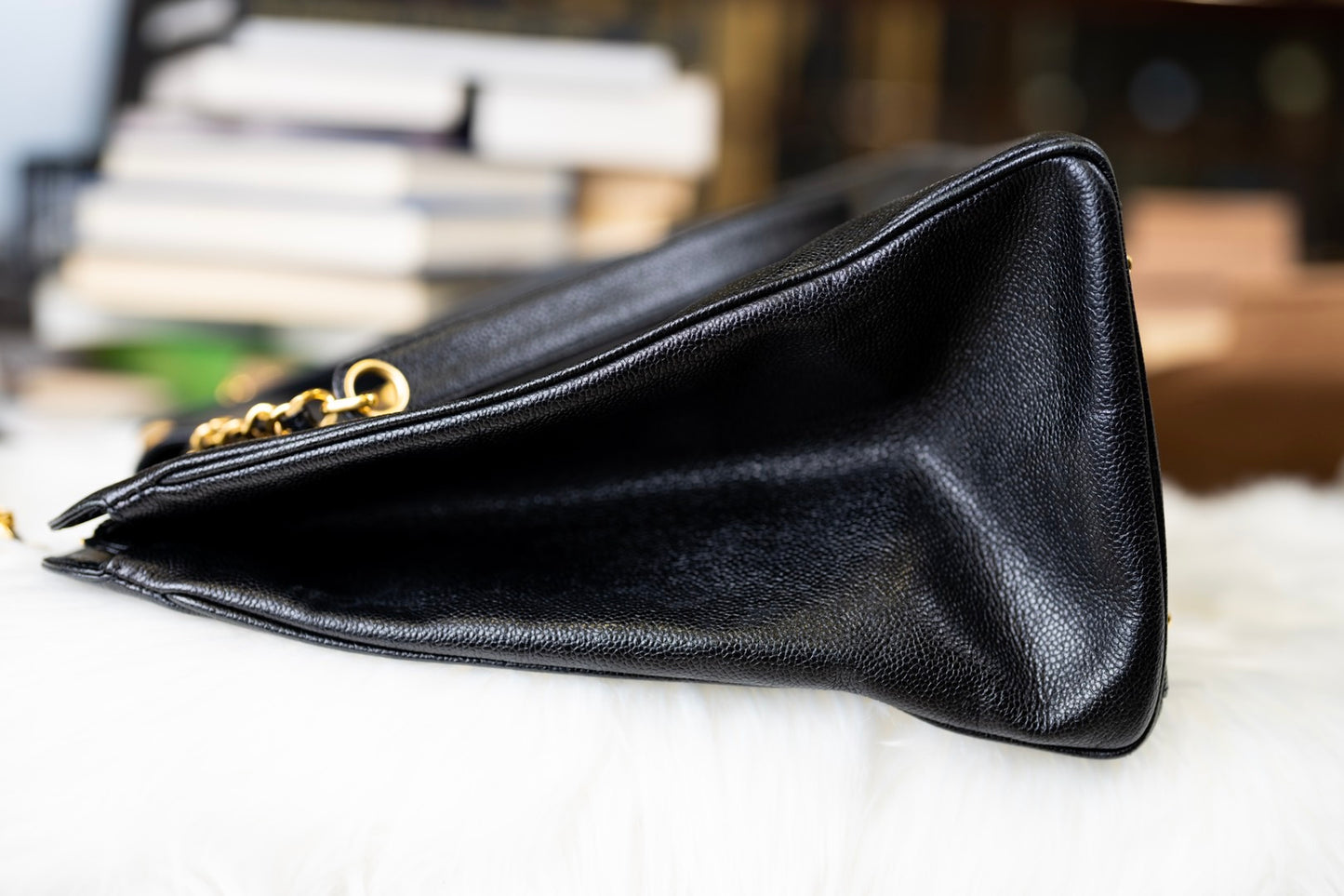 Pre-loved Chanel Vintage Black Caviar Leather Gold Supermodel Carryall Travel Weekender Shoulder Tote Bag