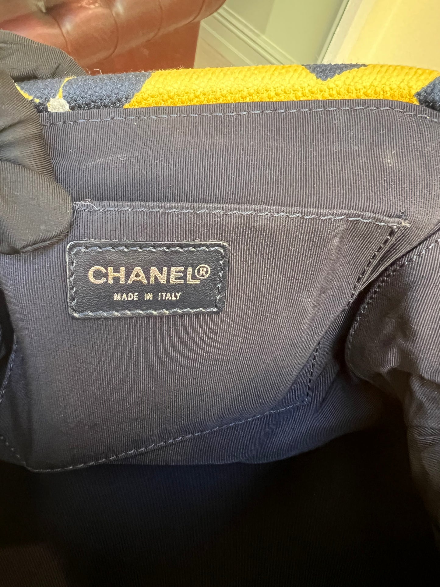 Pre-loved Vintage Chanel Printed CC Logo Framed Floral Bag Yellow 2002