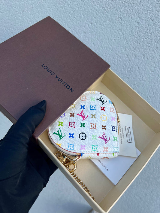 Pre- loved Louis Vuitton x Murakami Limited Edition Monogram Multicolor Porte Monnaie Coeur Porte-Monnaie 2007