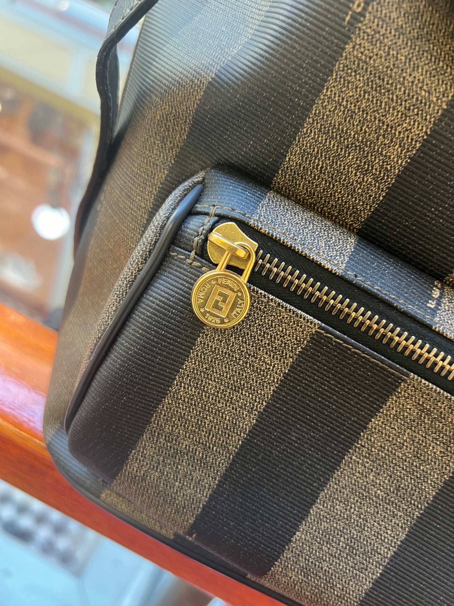 Pre-loved Fendi Vintage Backpack in Brown Pequin Striped