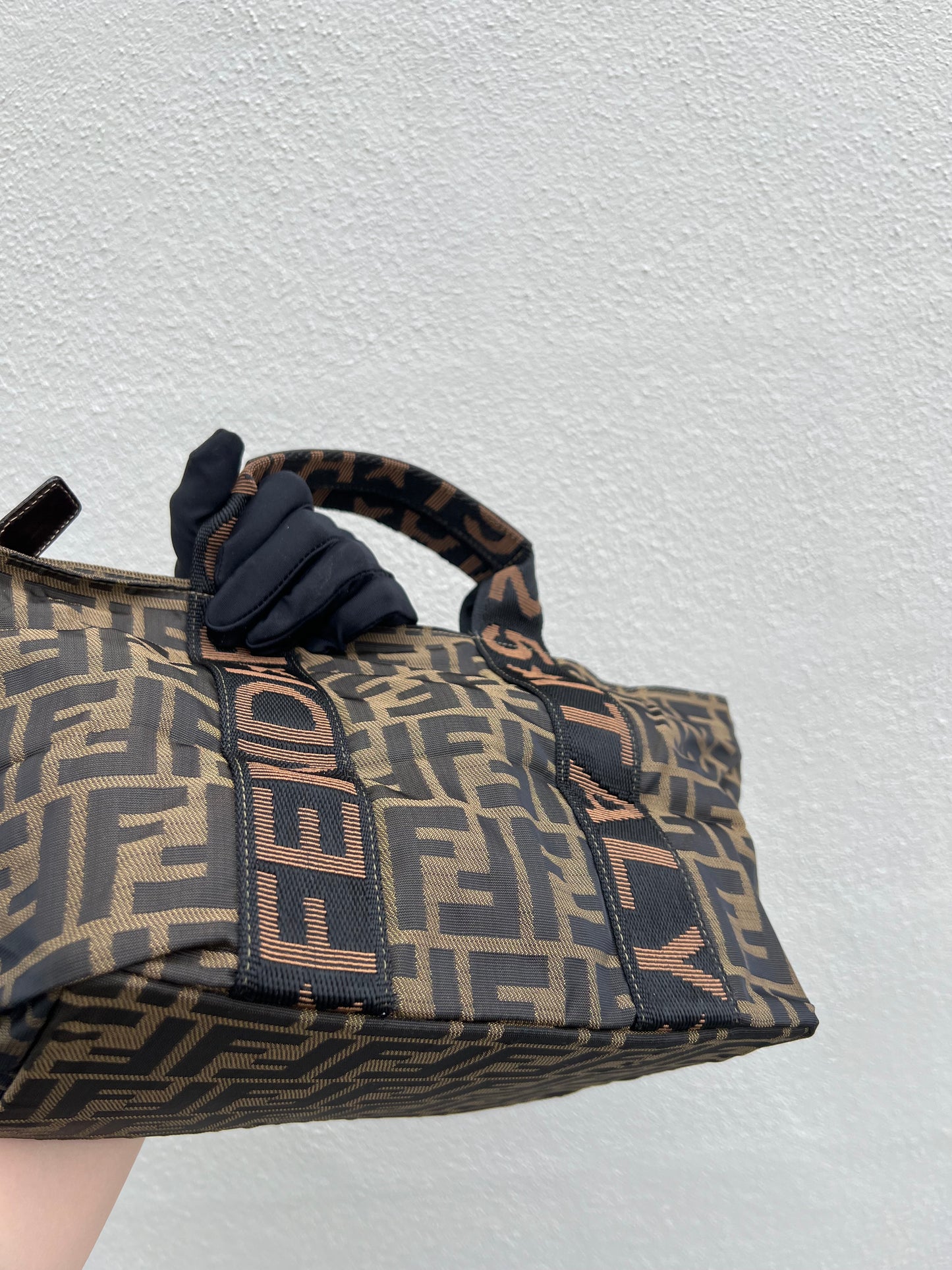 Pre-loved FENDI Zucca Canvas Hand Bag Brown