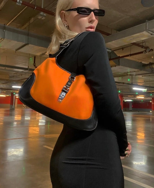 Pre-loved 1999 Gucci by Tom Ford Orange Nylon Large Jackie Bag