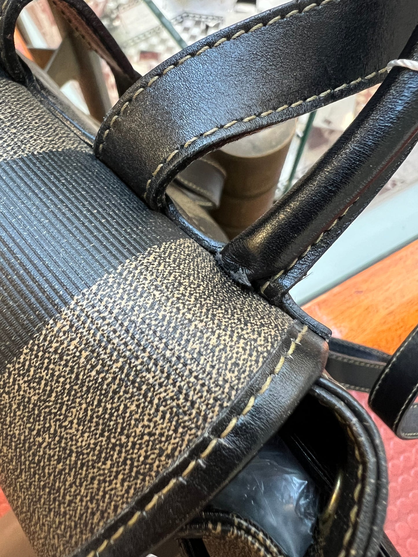 Pre-loved Fendi Vintage Backpack in Brown Pequin Striped