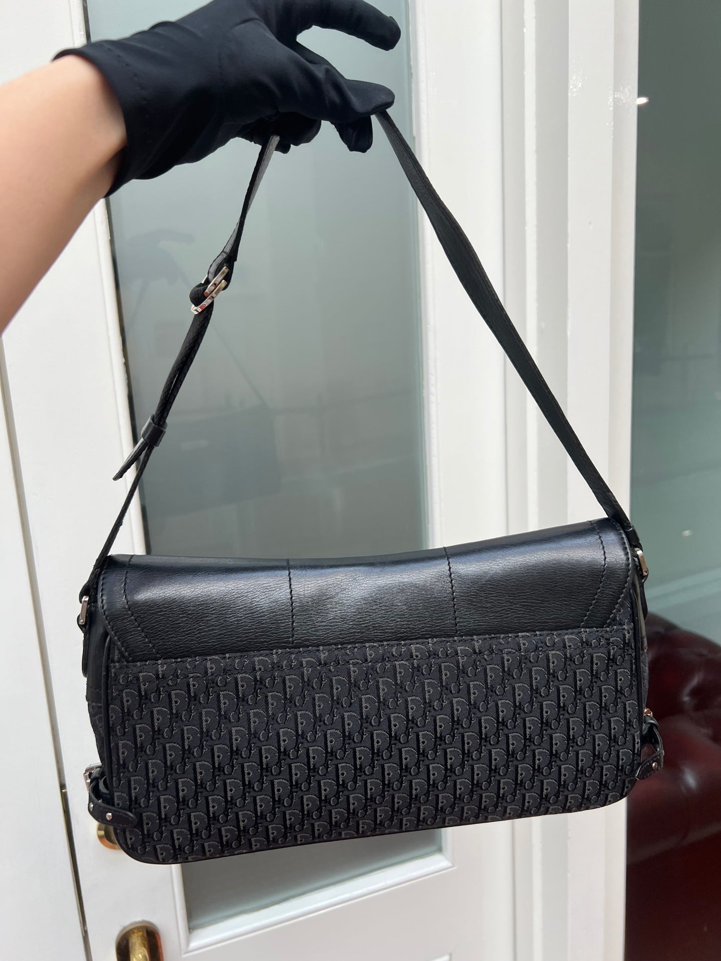 Pre-loved Christian Dior by John Galliano tan trotter Oblique Shoulder Bag 2003