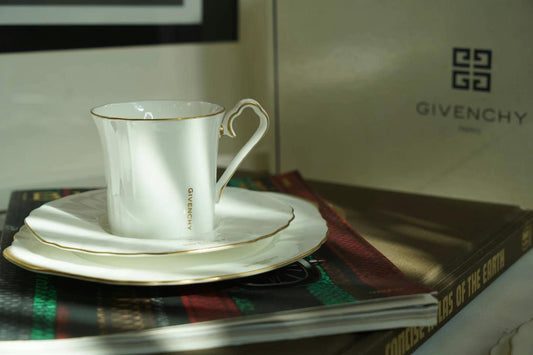 Givenchy Vintage Paris Yamaka Tea Cups & Saucers Set of 3 From Japan Bone China