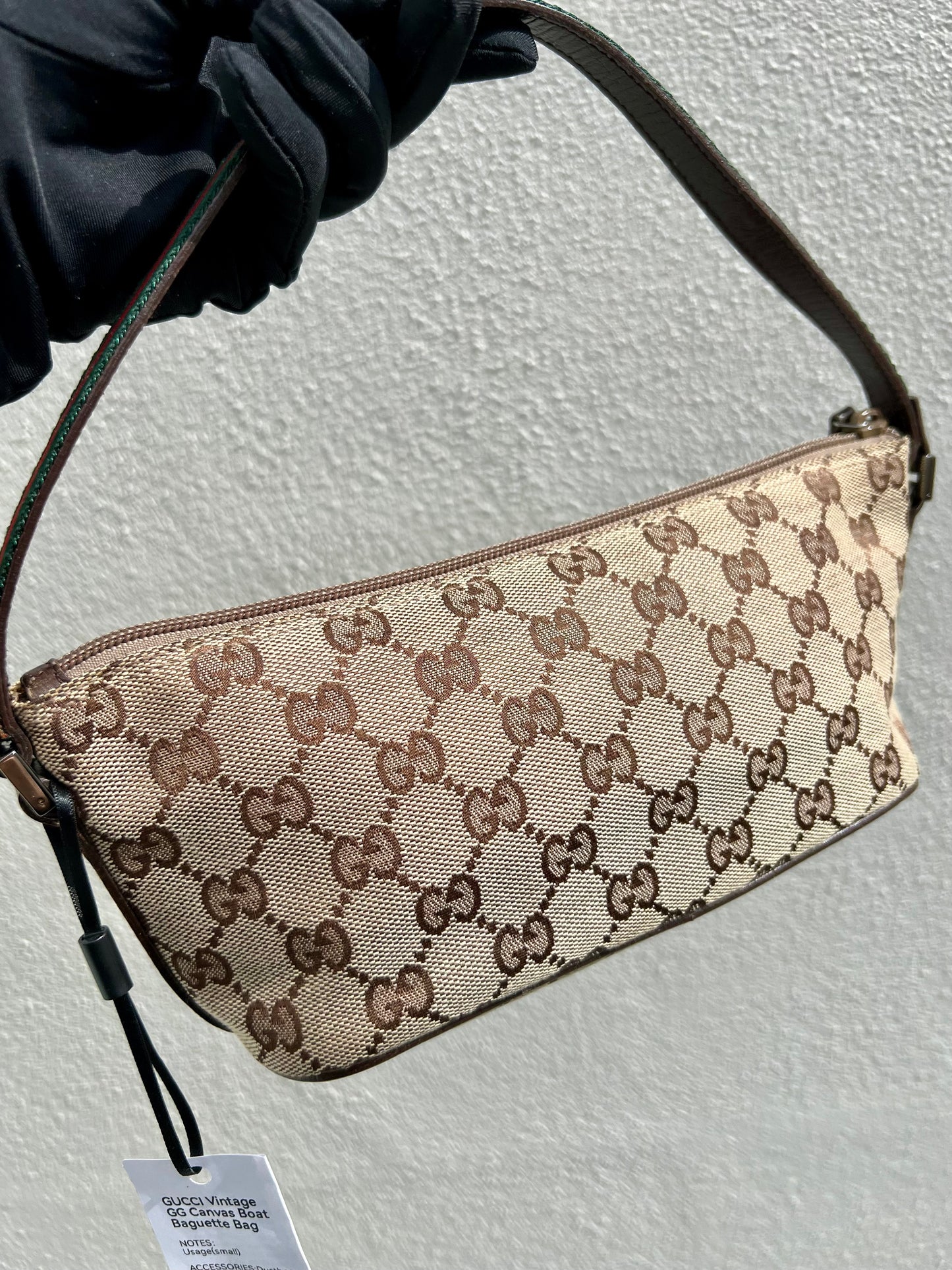 Pre-loved Gucci vintage GG Canvas Boat Baguette Bag