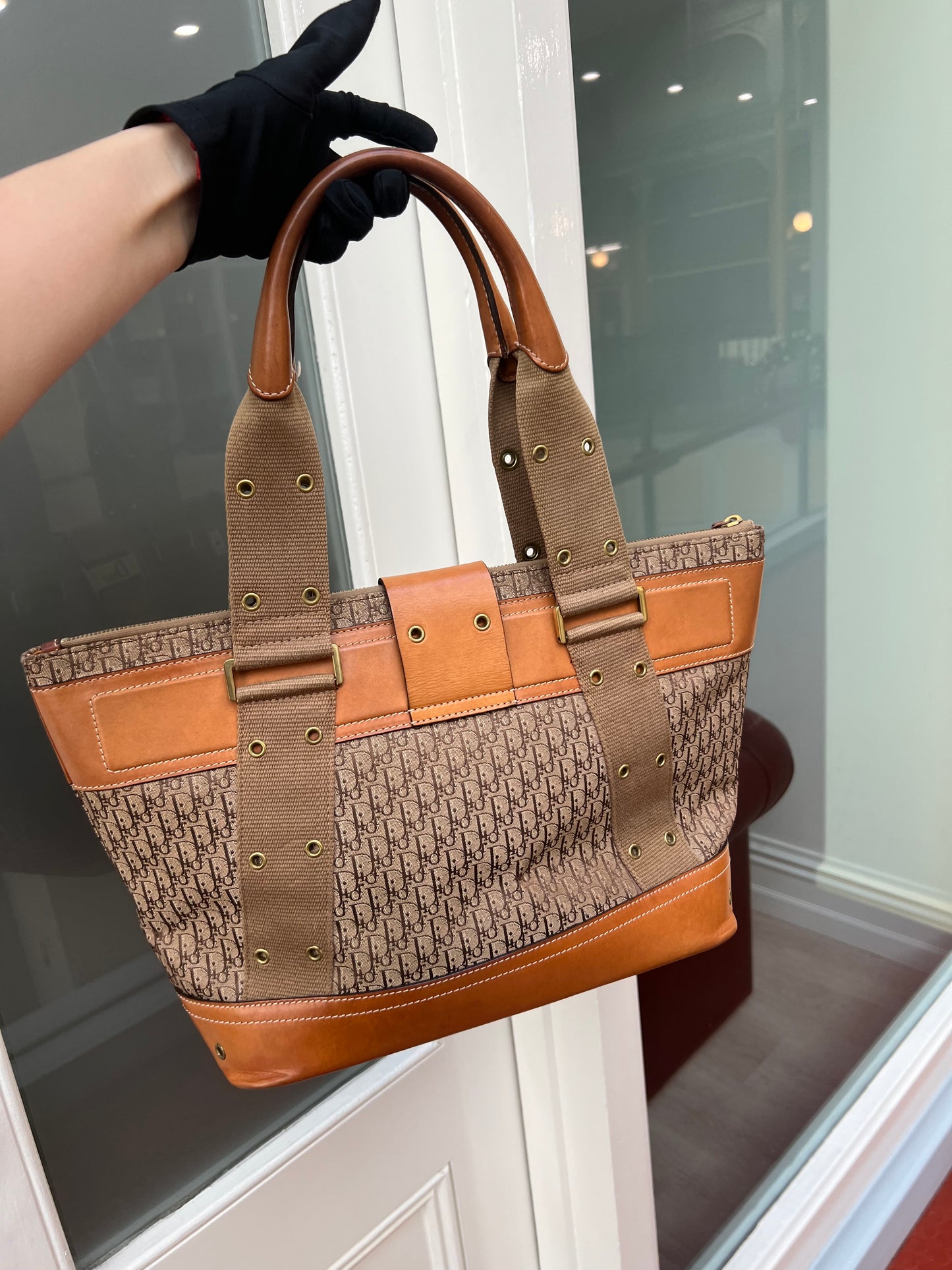 Pre- loved Christian Dior Brown Street Chic Trotter Tote Handbag