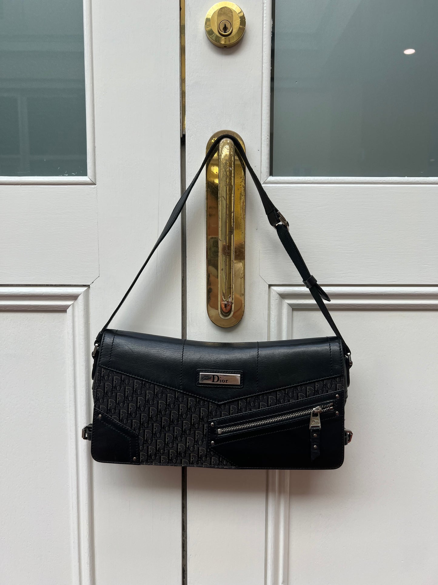 Pre-loved Christian Dior by John Galliano tan trotter Oblique Shoulder Bag 2003