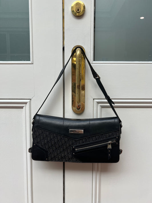 Pre-loved Christian Dior by John Galliano tan trotter Oblique Shoulder Bag 2003