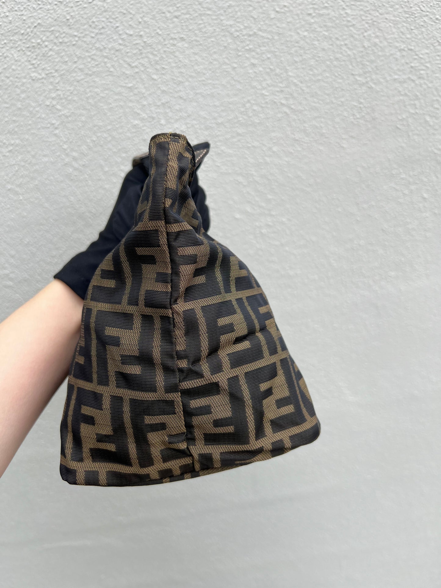 Pre-loved FENDI Zucca Canvas Hand Bag Brown