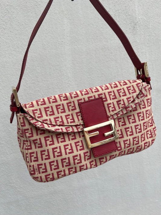 Pre-loved Fendi Vintage Zucchino Pattern Baguette Handbag