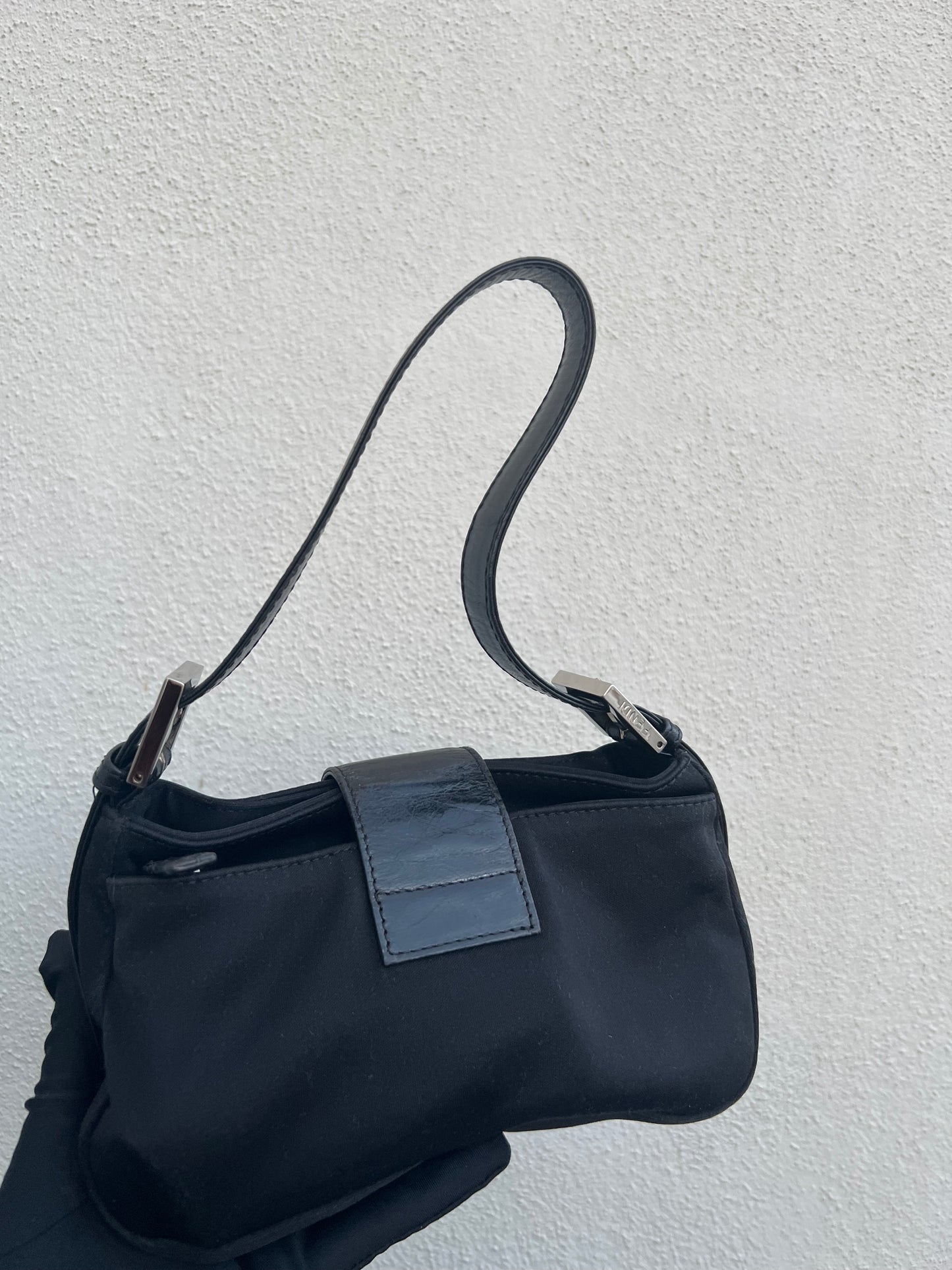 Pre-loved Fendi Mini Baguette Handbag Black